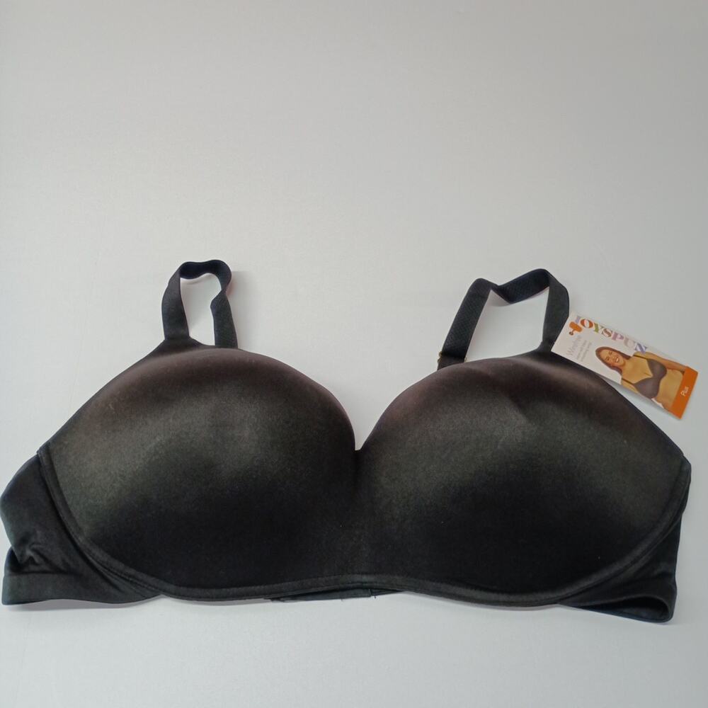 Joyspun Plus Wirefree Full Coverage‎ Bra Women's Size 44D Black Smooth Wings